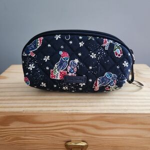 Vera Bradley Holiday Owls Zippered Camshell Cosmetic Pouch Bag Case